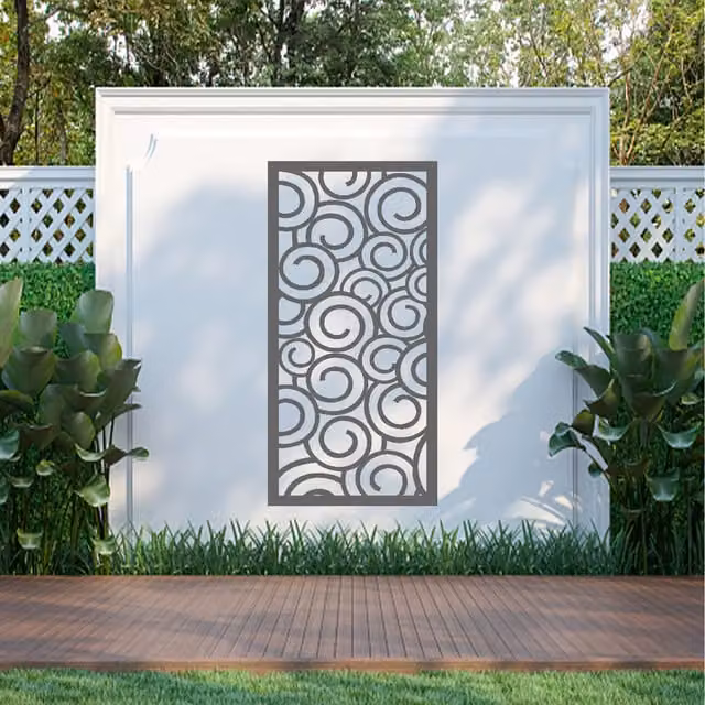 Laser Hut Twirl Screen Abstract Metal Wall Art in Anthracite Grey and Black
