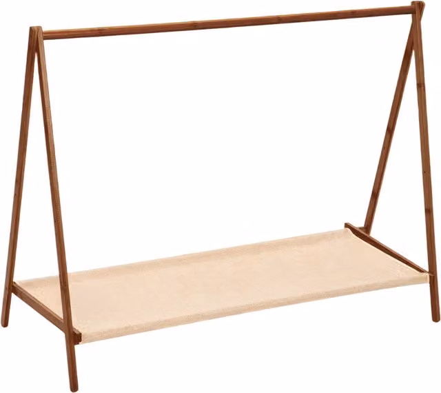 Livingandhome Brown Bamboo Foldable Clothes Rail, Height: 76 cm