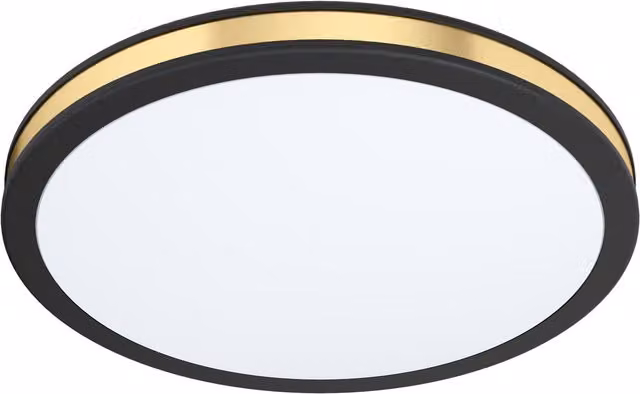 Loops Modern LED Wall and Ceiling Light in Black with White and Gold/Brass Shade – 2