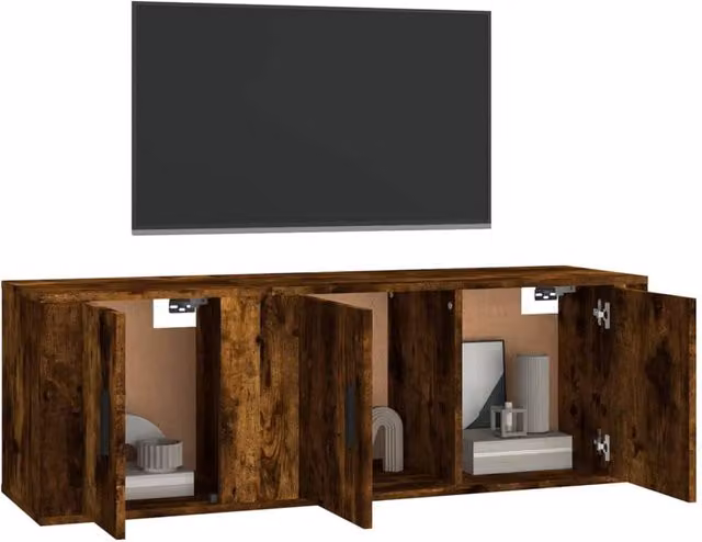 Berkfield Home Classic 2 Piece TV Cabinet Set in Smoked Oak Brown Engineered Wood