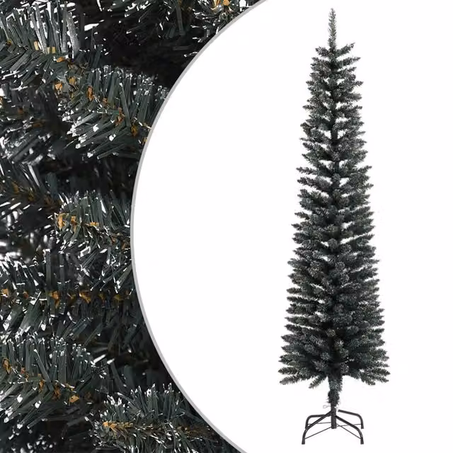 Berkfield Home Artificial Slim Christmas Tree in Green with Stand, Height: 180 cm – 1