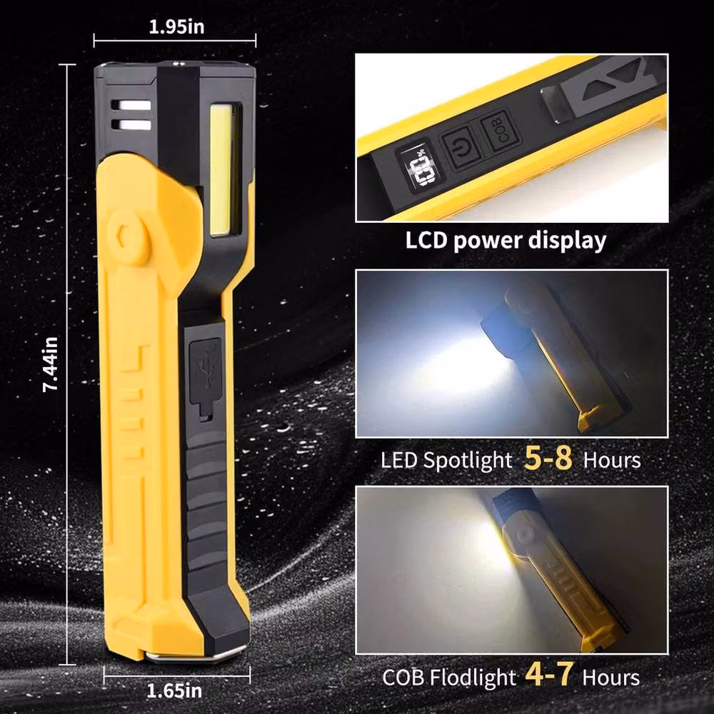 EONLION Yellow LED COB USB Magnetic Inspection Work Light – 2