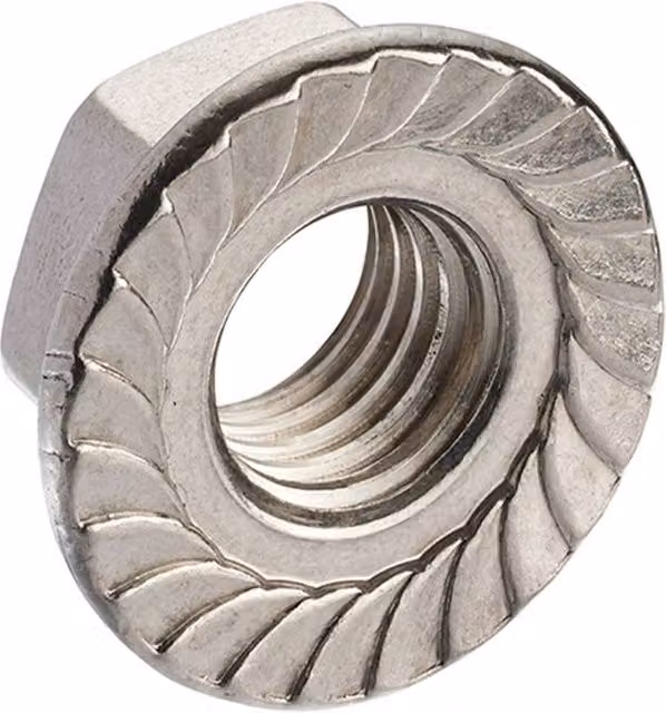 Unifix Silver Stainless Steel Serrated Flange Nuts M6 x 1.00