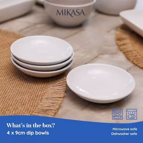 Mikasa White Porcelain Dip Bowls, Set of 4, Diameter: 9 cm – 2