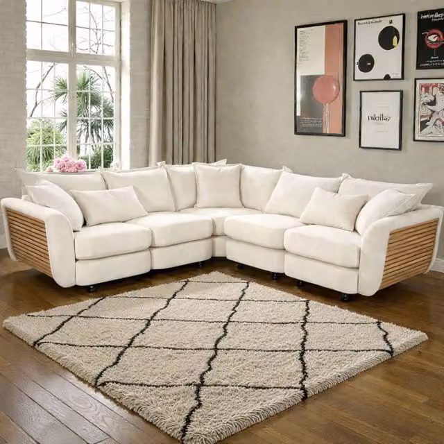 Snug Furniture Birmingham Ltd Atelier 2C2 Large L-Shape Corner Sofa Set in Cream Fabric