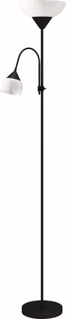 HOMCOM Black LED Floor Lamp with Adjustable Gooseneck and Mother and Child Uplighter Design, Height: 180 cm