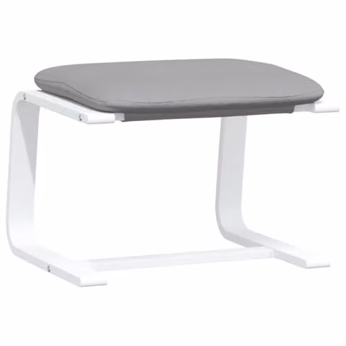vidaXL Modern Rectangular Fabric Footstool in Grey and White, W/D/H: 51 x 41 x 40 cm