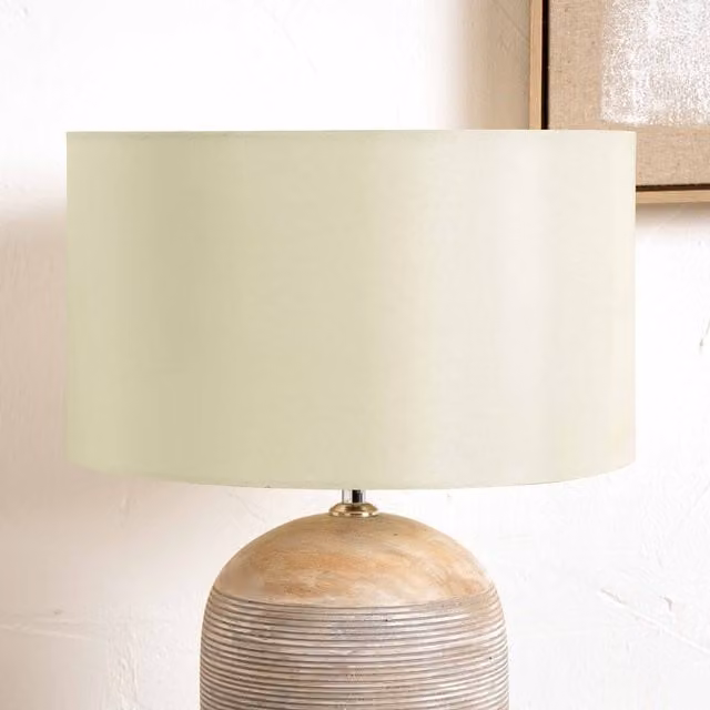 Ruma Beige Silk Lined Cylinder Table Lamp Shade