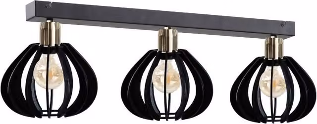 Netlighting Gemma Adjustable Ceiling Spotlight Bar in Black and Gold, 60 cm, 3x E27