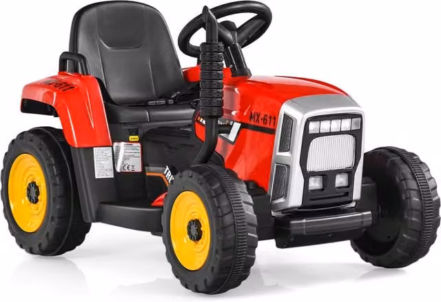 Costway 12V Electric Kids Ride On Tractor with Light and Sound in Red