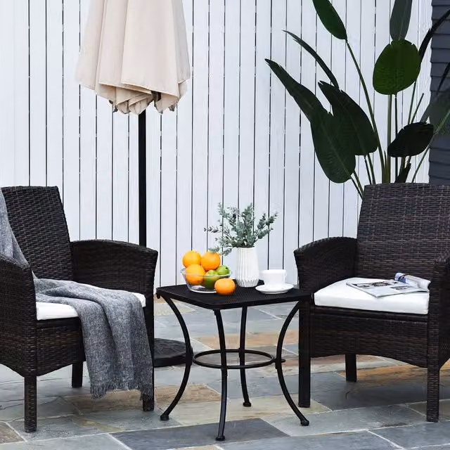Outsunny Square Metal Garden Bistro Table, Black, W/D/H: 45 x 45 x 45 cm