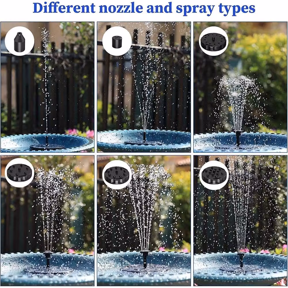 NESTLUNE Solar Powered Floating Water Fountain Pump, Black, W: 100 cm, D: 15 cm, H: 15 cm – 2