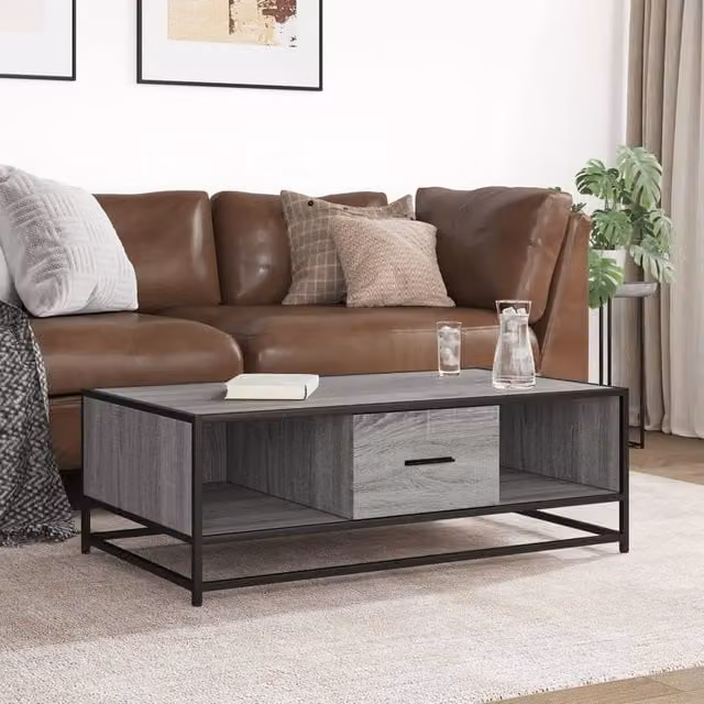 Berkfield Home Grey Sonoma Coffee Table in Engineered Wood, W/D/H: 100 x 57 x 35 cm – 1