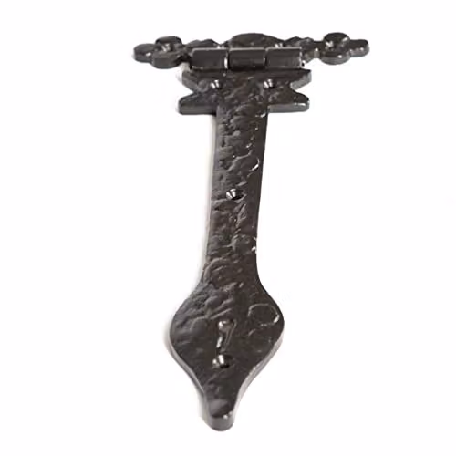 Hammer and Tongs Ornate Iron T-Hinge in Matt Black, Pack of 2 – 3