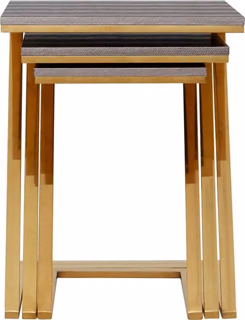Interiors by Premier Pacific Faux Snake Skin Nest of 3 Tables in Gold
