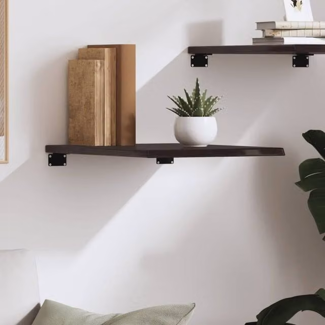 Berkfield Home Wall Mounted Rustic Oak Shelf in Dark Brown and Grey, W/D/H: 60 x 40 x 2 cm