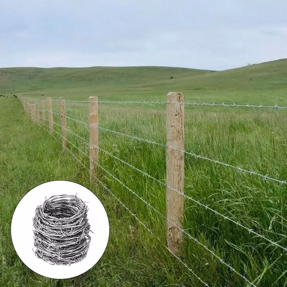 FLAVORA 50m Galvanised Steel Barbed Wire Stock Fence in Silver – 4