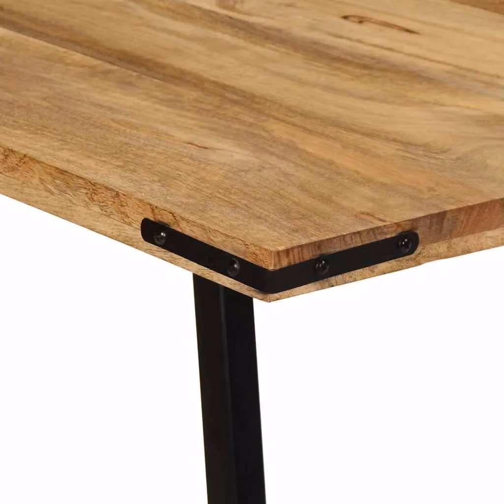 Berkfield Home Rectangular Solid Mango Wood Dining Table in Brown, W/D/H: 160 x 80 x 75 cm – 3