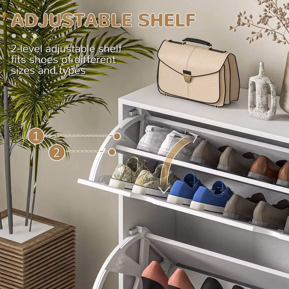 PAWNORA Slim Grey Shoe Storage Cabinet with 2 Tilting Compartments and Internal Shelves – 2