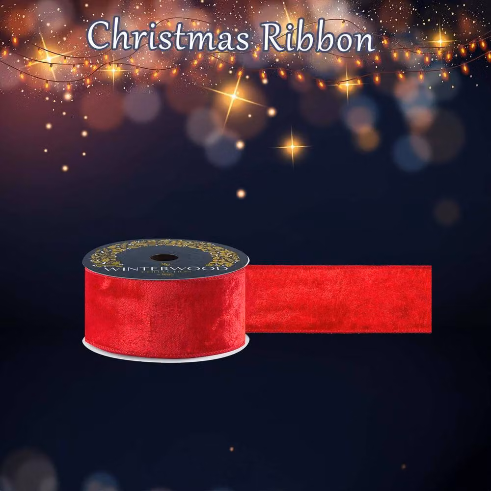 VFM e-Store Red Christmas Ribbon Garland, W: 6 cm, H: 10 cm – 3