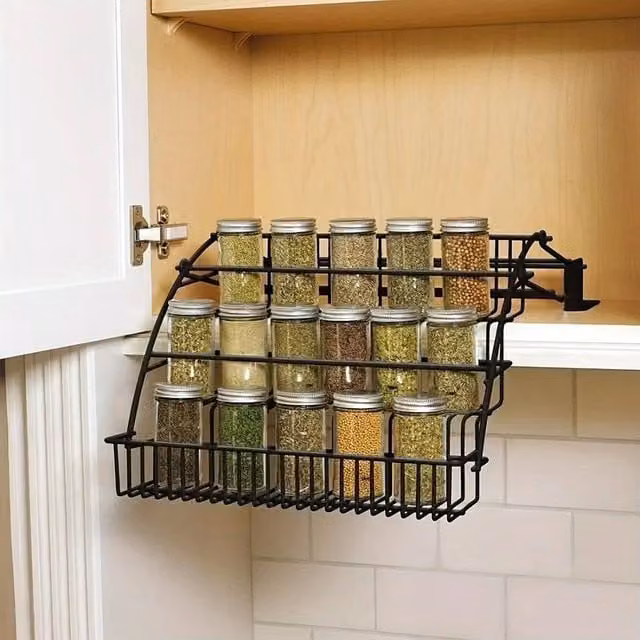 KORVIXA 3-Tier Metal Kitchen Storage Shelf and Spice Rack, Black