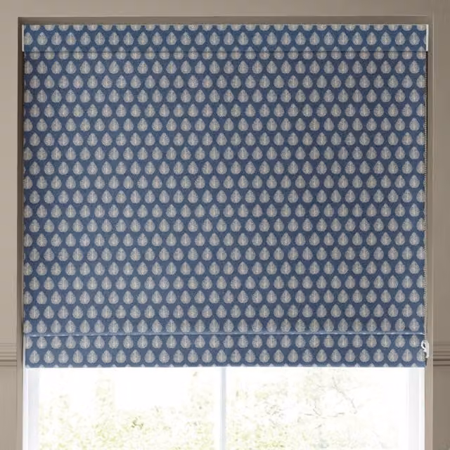 Emily Bond Jaipur Made to Measure Blackout Roman Blind in Blue Floral Design