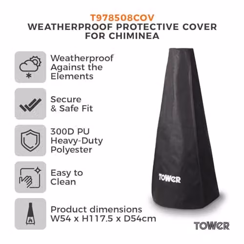 Tower Black Wood Burner Cover, H 117.5 x W 54 x D 20 cm – 2