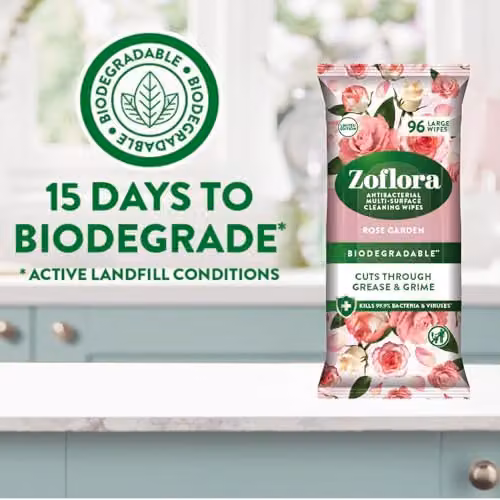 Zoflora Antibacterial Multi-surface Cleaning Wipes, Rose Garden, 96 Count – 3