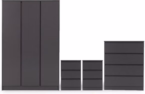 Seconique Malvern 4 Piece Large Bedroom Furniture Package in Grey