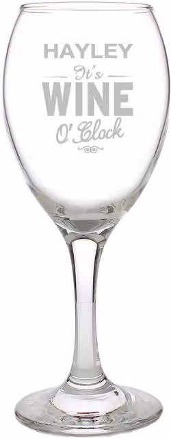 Personalised Memento Company Wine O'Clock Wine Glass in Clear – 1