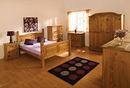 Seconique Corona 1 Door 1 Drawer Bedside Cabinet in Distressed Waxed Pine Brown – 2
