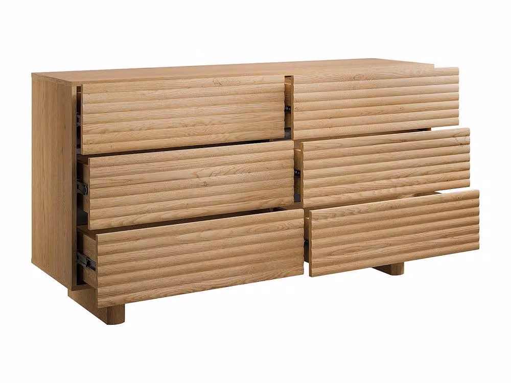 Vente-unique LUDIMA 6-Drawer Chest of Drawers in Light Oak MDF, W/D/H: 150 x 41.8 x 81.3 cm – 2