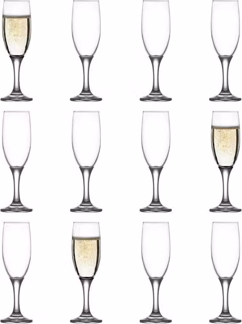 LAV TR Transparent Champagne Flutes, 190ml, Pack of 12