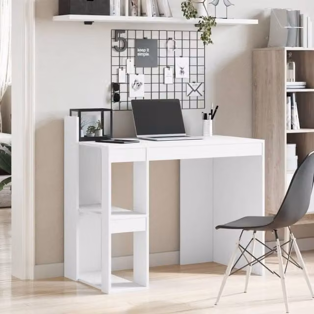 Berkfield Modern White Home Office Writing Desk, W/D/H: 103.5 x 56.5 x 94 cm – 1