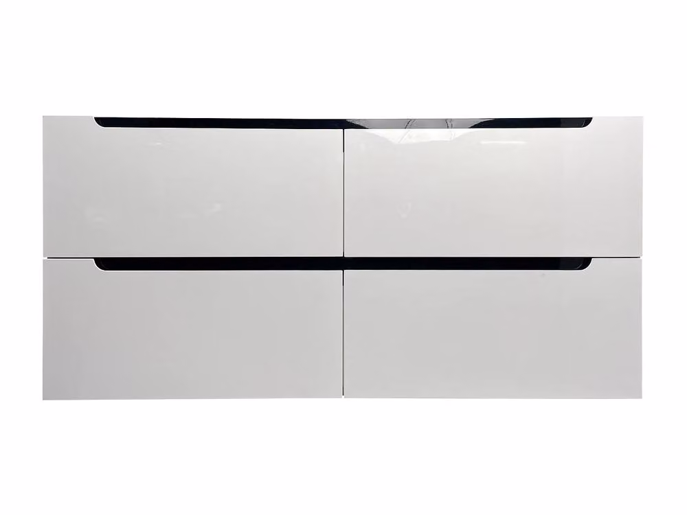 Selita Modern Wall-Mounted White Glossy Vanity Unit with Soft-Close Doors and Internal Drawers, W: 120 cm, H: 57 cm, D: 46 cm – 2