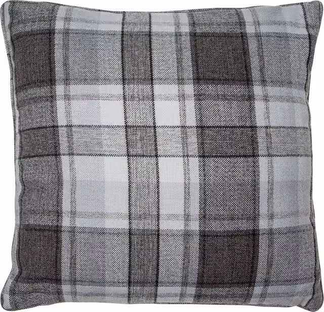 Divante Highbury Check Square Cushion in Grey and Orange, W/D/H: 45 x 45 x 45 cm