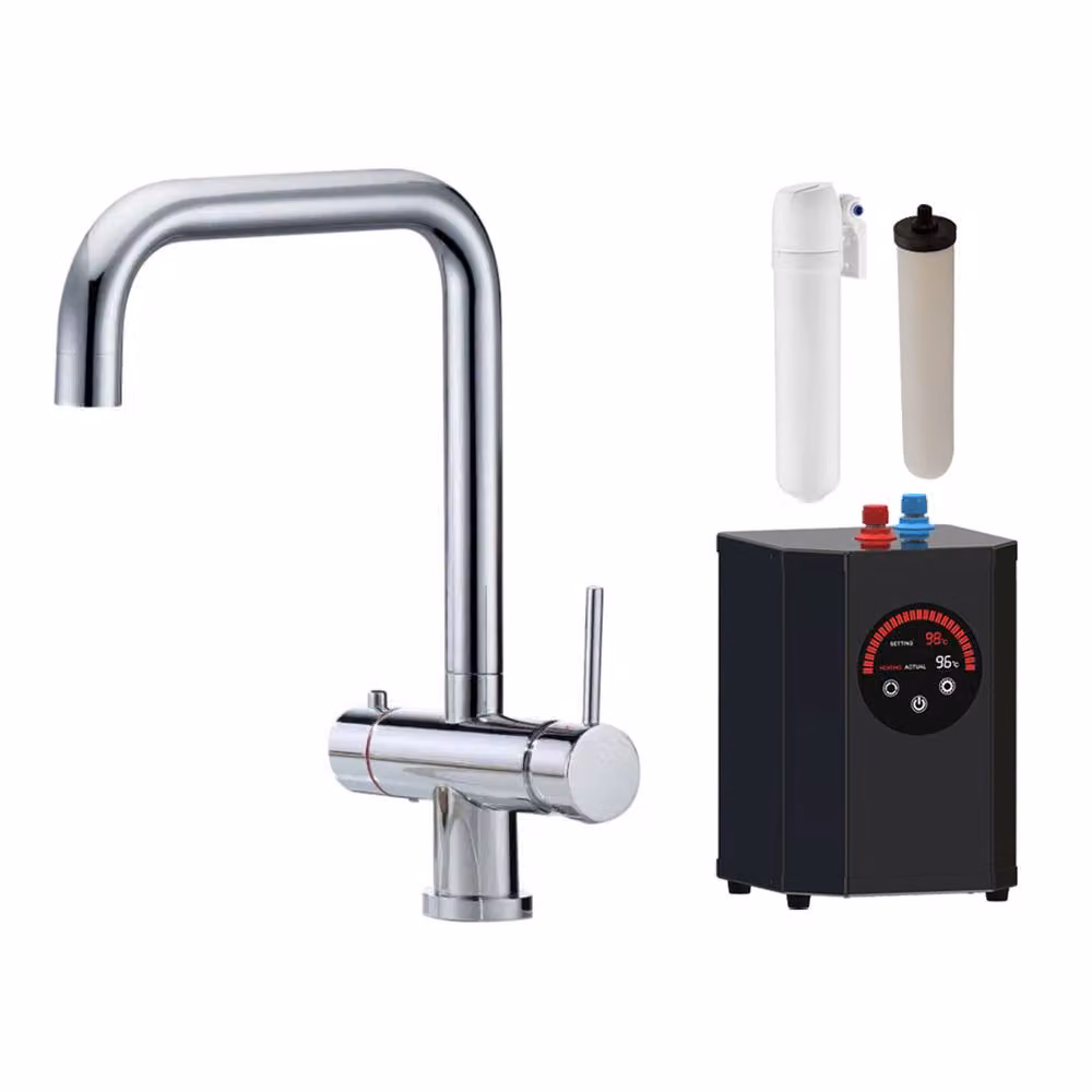 Nes Home 3 in 1 Single Lever Chrome Kitchen Mixer Tap Set in Silver – 3