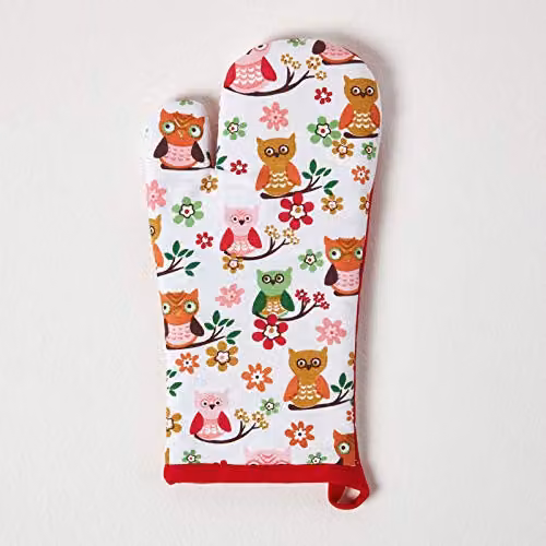 Homescapes Red and Blue Multicolour Cotton Oven Glove