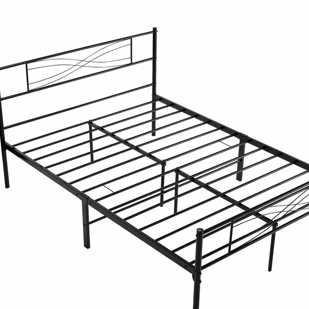 FLAVORA King Size Metal Bed Frame with Headboard and Underbed Storage in Black, W/D/H: 180 x 200 cm – 3