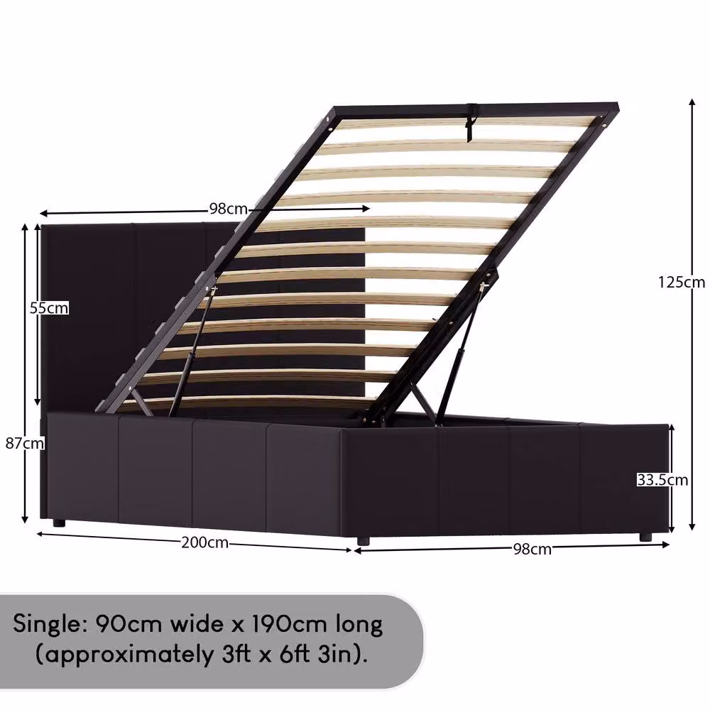 Vida Designs Lisbon Ottoman Faux Leather Bed Frame with Mattress in Brown, Size: Small Double (W/D/H: 120 x 200 cm) – 2