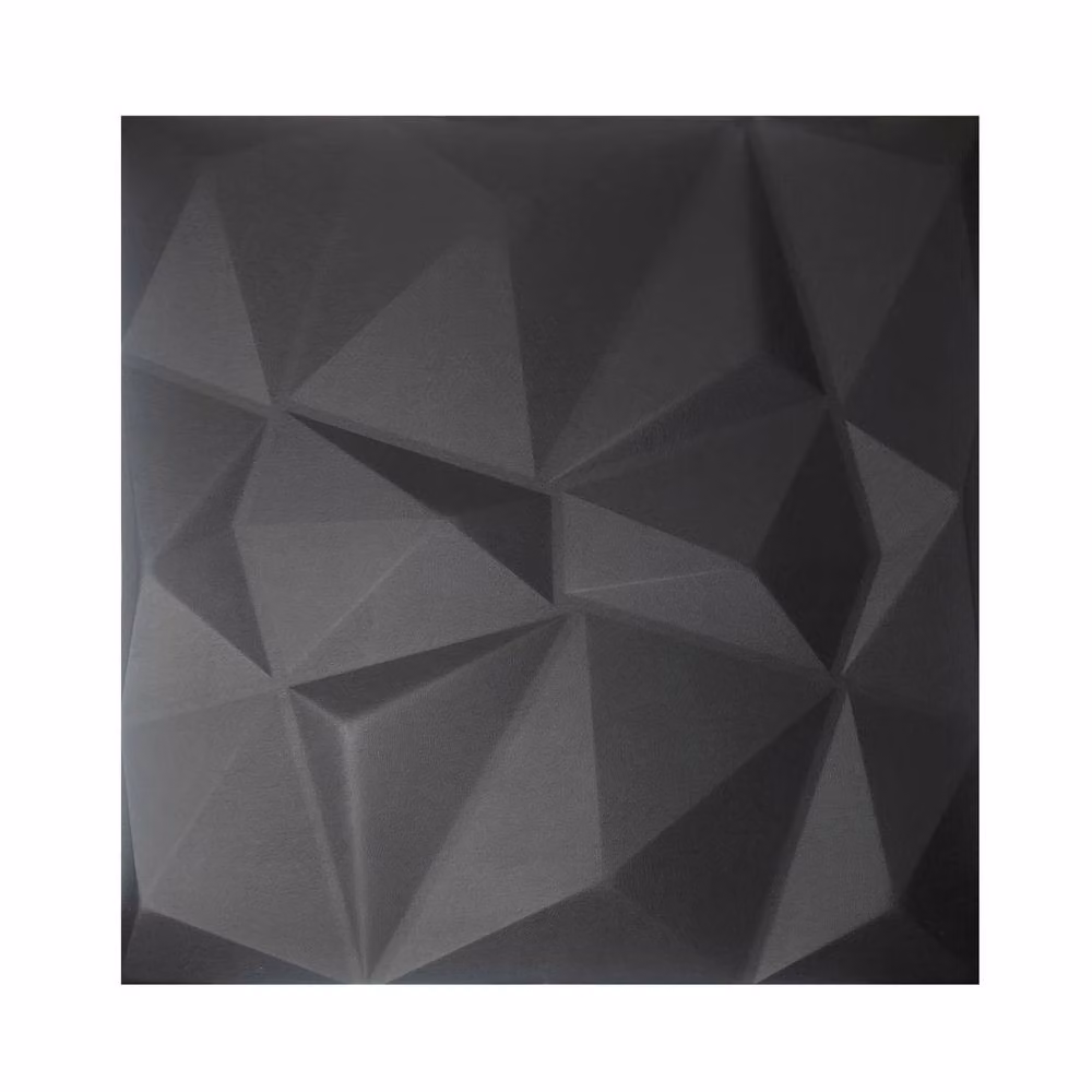 ENER-J 3D Diamond Embossed PU Leather Wall Panels, Black, W 60 cm x H 60 cm x D 2.5 cm, Pack of 4 – 2