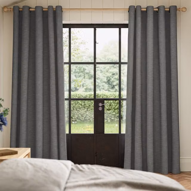 Ante Decor Concordia Made To Measure Blackout Eyelet Curtains in Graphite Grey