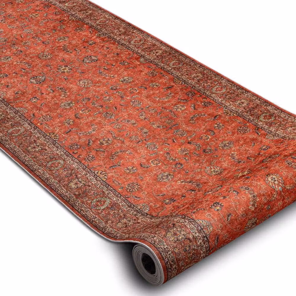 RugsX Red Lotus Anti-Slip Oriental Runner, W: 150 cm, L: 200 cm – 2