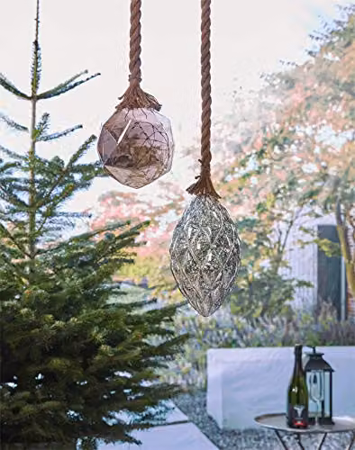 Luxform Battery Operated Warm White LED Hemp Rope Light with Glass Drops in Brown – 2