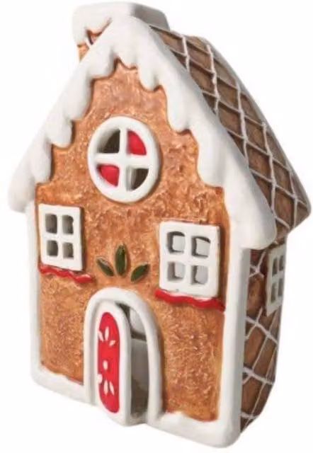 Garden Greatness Multicolour Ceramic Standing Gingerbread House Christmas Candle Holder – 1