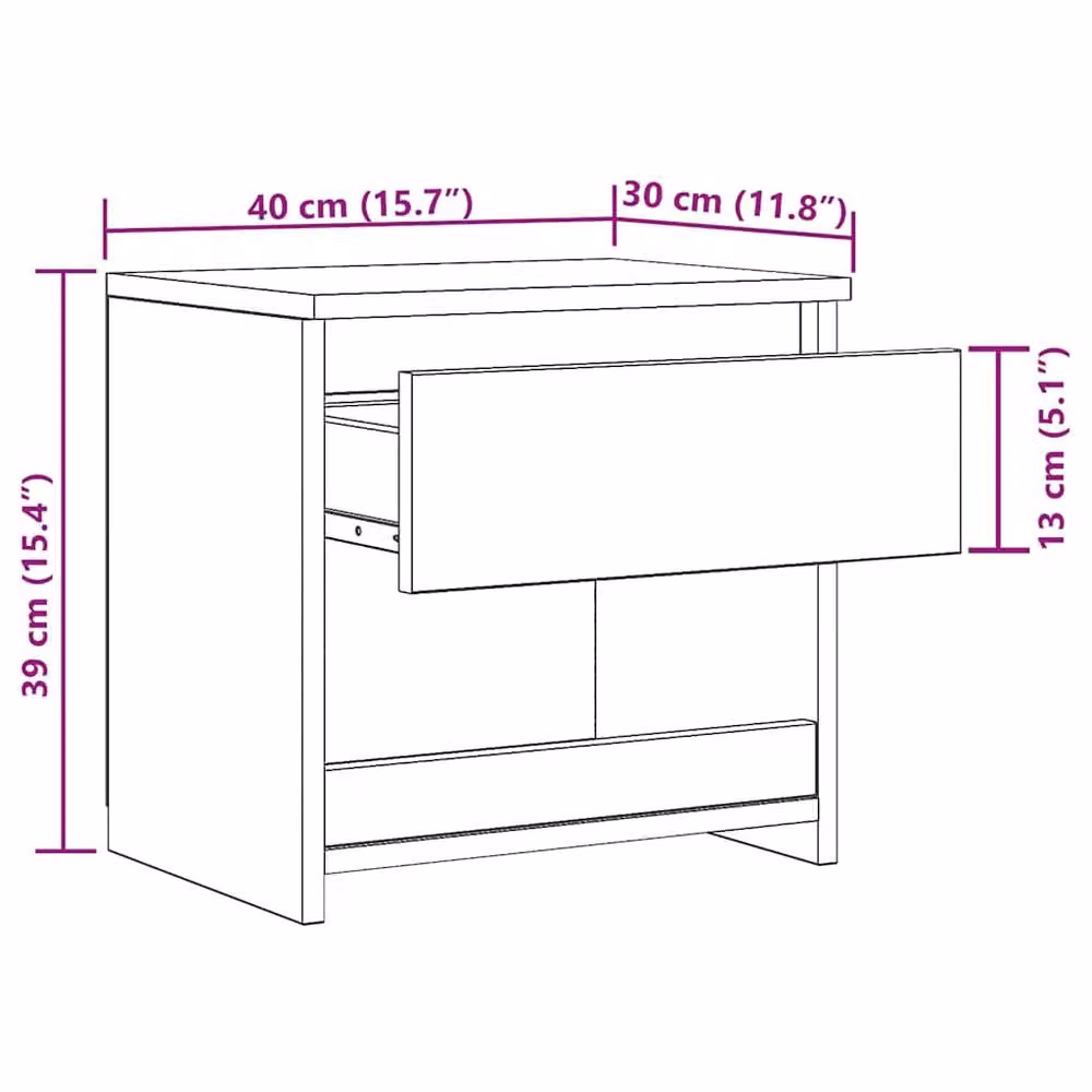 Berkfield Home Elegant Bedside Cabinet in Black, W/D/H: 40 x 30 x 39 cm – 8