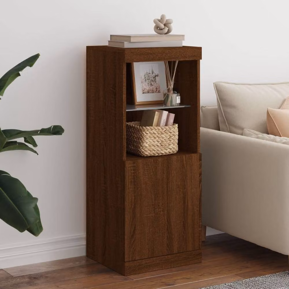 Berkfield Home Modern Sideboard with Integrated LED Lights in Brown Oak, W/D/H: 41 x 37 x 100 cm – 2