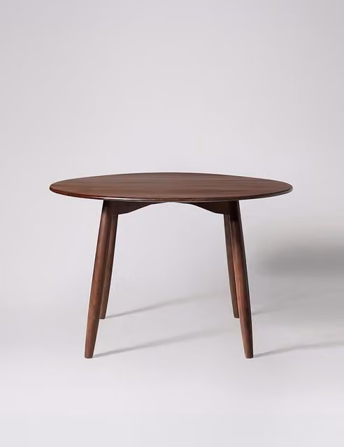 Swoon Olsen Mid-Century Round Acacia Wood 4 Seater Dining Table in Brown