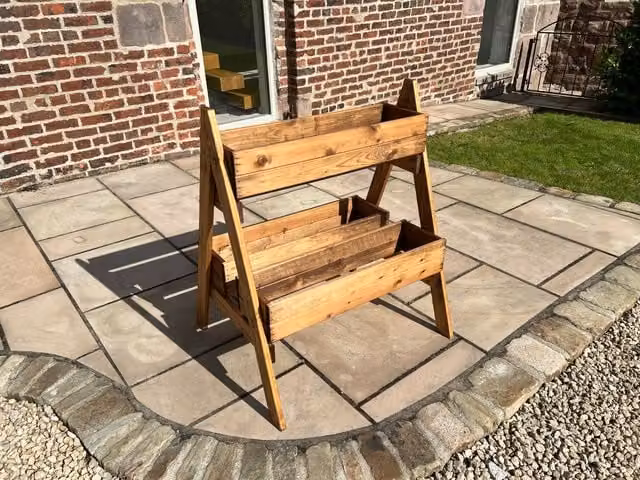 Charles Taylor Trading Country Kitchen Double Herb Garden Large Wooden Planter in Brown