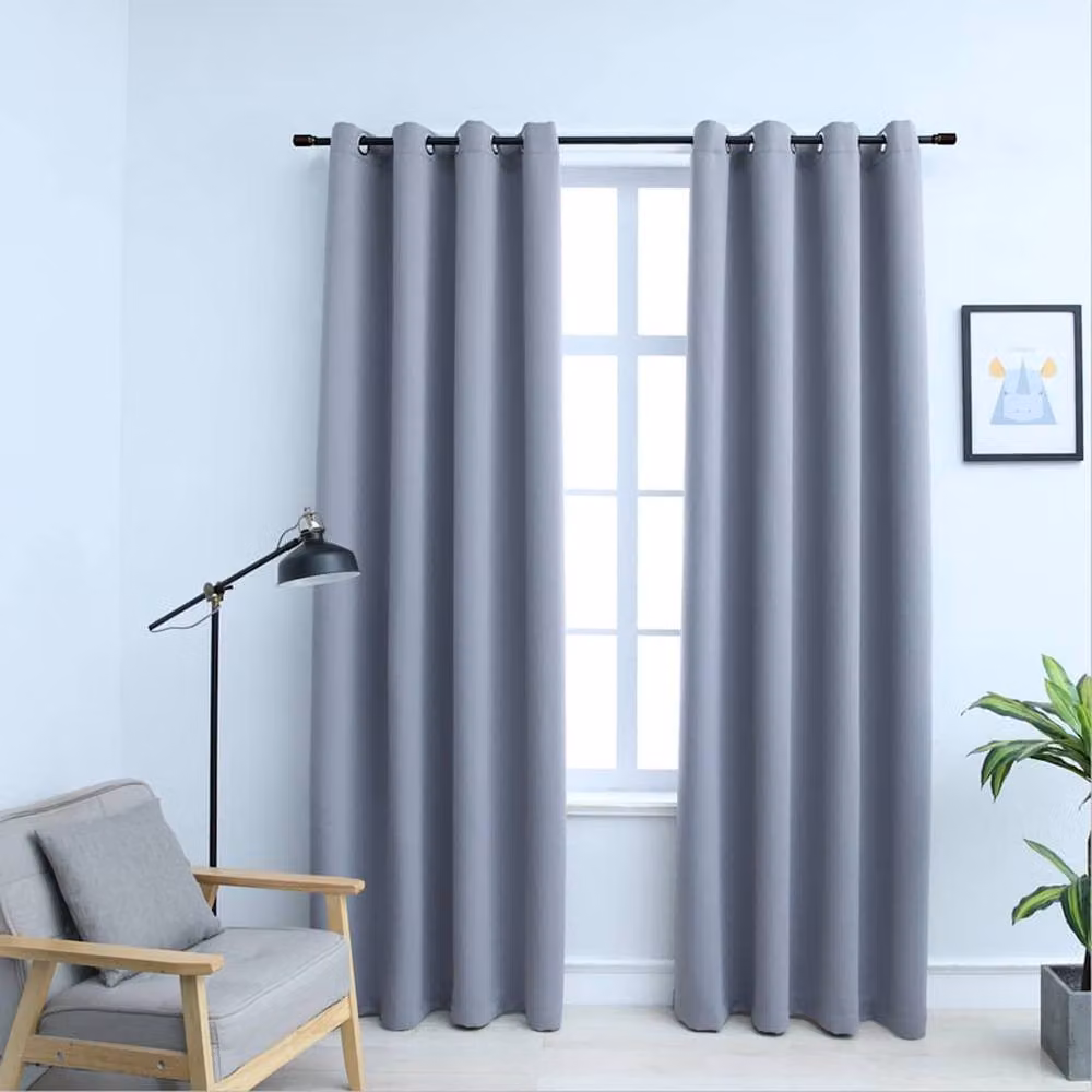 Berkfield Home Grey Blackout Curtains with Eyelets, 2 Pack, W: 140 cm, H: 175 cm – 2